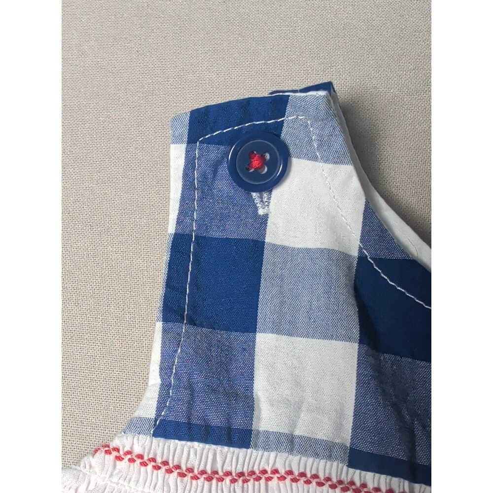 Good Lad Patriotic Flag Smocked Gingham Romper 12 Month - Picture 5 of 9